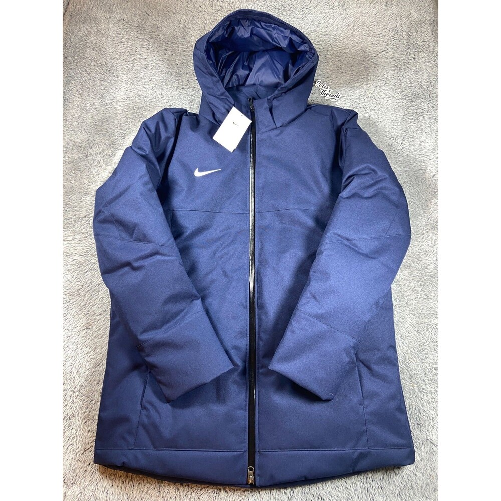 Nike 550 Duck Down Team Issued Down Fill Parka Jacket Size Medium Men Navy Blue
